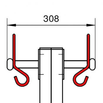 Doppelseitige Umkleidebank 100 cm, Garderobenhaken nach vorne offen