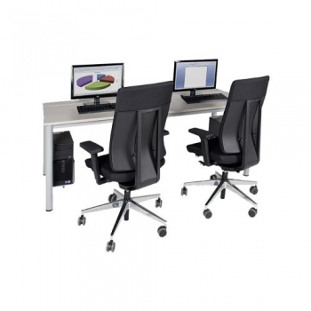 quadratischer EDV-Computertisch mit Holzkabelkanal