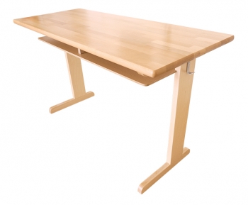 Schüler Zweiertisch 130x55 cm, mit Ablagen, buche massiv, geölt