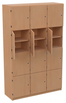 Lehrerfachschrank mit 3 x 4 abschließbaren Fächern