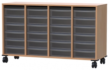 Materialcontainer fahrbar mit 24 flachen Modulboxen