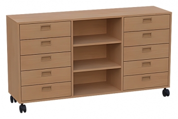 fahrbarer Raumteilerschrank