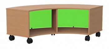 Vierteilkreisregal, fahrbar