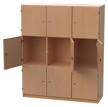 Lehrerfachschrank 3 x 3 abschließbaren Fächern