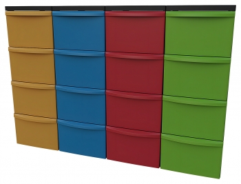 Modulbox-4er Set feststehend mit 16 hohen Schüben