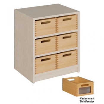 Korpus-Regal mit Materialkästen