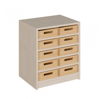 Korpus-Regal mit flachen Materialkästen