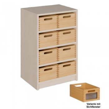 Korpus-Regal mit Materialkästen