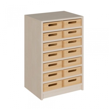 Korpus-Regal mit flachen Materialkästen