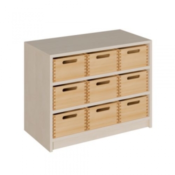 Korpus-Regal mit Materialkästen