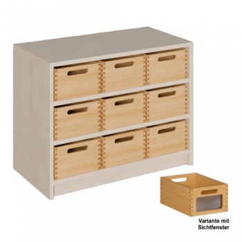 Korpus-Regal mit Materialkästen