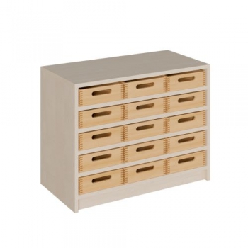 Korpus-Regal mit flachen Materialkästen