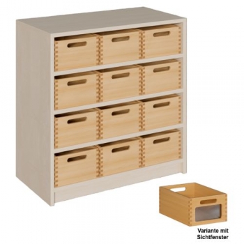 Korpus-Regal mit Materialkästen