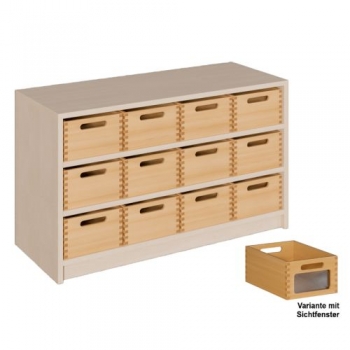Korpus-Regal mit Materialkästen