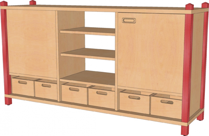 1608 005 00 Raumteilerregal mit 2 Türen mittig ohne Rück