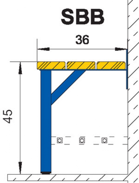 SBB67 - Sitzbank wandmontiert, Länge 67cm
