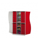 Wellentüren- Schrank mit 40 flachen Ergo Tray Boxen (WS22MS120B)