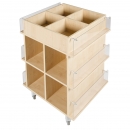 Präsentationswagen für Bücher mit 18 Fächern