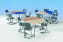 Trapez-Wellentisch mit Melaminplatte