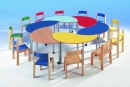 Halbrundwellentisch 120x60 cm mit Melaminplatte