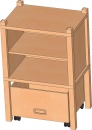 Stollenregal mit Sockelnische & Rollkasten, 80 cm hoch