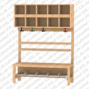 Komplettgarderobe mit doppelten Ablagef&auml;chern, Schuhbank mit Teilung