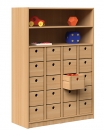 Regal mit 20 Holz Schubkästen