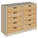Regal mit 10 Holzschubladen, B/H/T 102x80x40 cm
