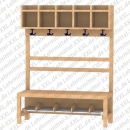 Garderobenbank Schuhbank Alu mit Teilung, Stollenrahmen offen