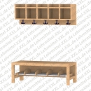 Garderobenbank, Schuhrost Alu mit Teilung, F&auml;cherblock oben