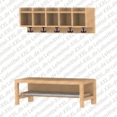 Garderobenbank mit Schuhrost Alu ohne Teilung, F&auml;cherblock oben