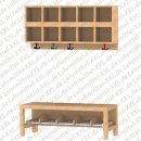 Garderobenbank mit Schuhablage und doppeltem F&auml;cherblock