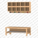 Garderobenbank, Schuhablage ohne Teilung, doppelter F&auml;cherblock