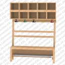 Komplettgarderobe mit doppelten Ablagef&auml;chern, Schuhbank ohne Teilung