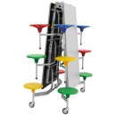 Klapptisch rechteckig 12 Sitze, Sitzhöhe 43,5 cm, Tischhöhe 74 cm