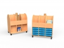 Bücherwagen 3-reihig 12 flache Schübe