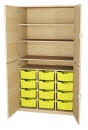 Materialschrank 12 Schübe, 4 offene Fächer