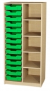 Materialschrank 14 flache Boxen, 5 offene Fächer