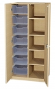 Materialschrank 7 hohe Kunststoffboxen, 5 offene Fächer