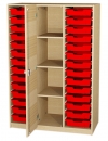 Materialschrankregal 28 Kunststoffboxen, 1 Tür mittig