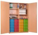 Materialschrank 32 Schübe, 6 Fächer oben, 2 Türen