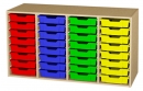 Materialcontainer 4-reihig als Aufsatz, 32 flache Boxen