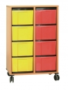 Materialcontainer 2-reihig fahrbar, 8 hohe Modulboxen