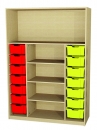 Materialschrank 14 flache Boxen, 5 Fächer
