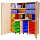 Materialschrank 32 Boxen in 4 Holzcontainern