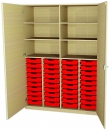 Materialschrank 40 flache Kunststoffkästen