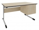 Lehrertisch 130x65 cm, Unterbau mit Schublade und Fach, abschließbar