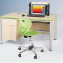 Lehrer Computertisch mit Monitorklappe und Unterschrank