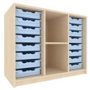 Offenes Regal mit 16 flachen ErgoTray Boxen, Serie 560-1