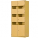 Schließfachschrank, 6 offene & 8 abschließbare Fächer